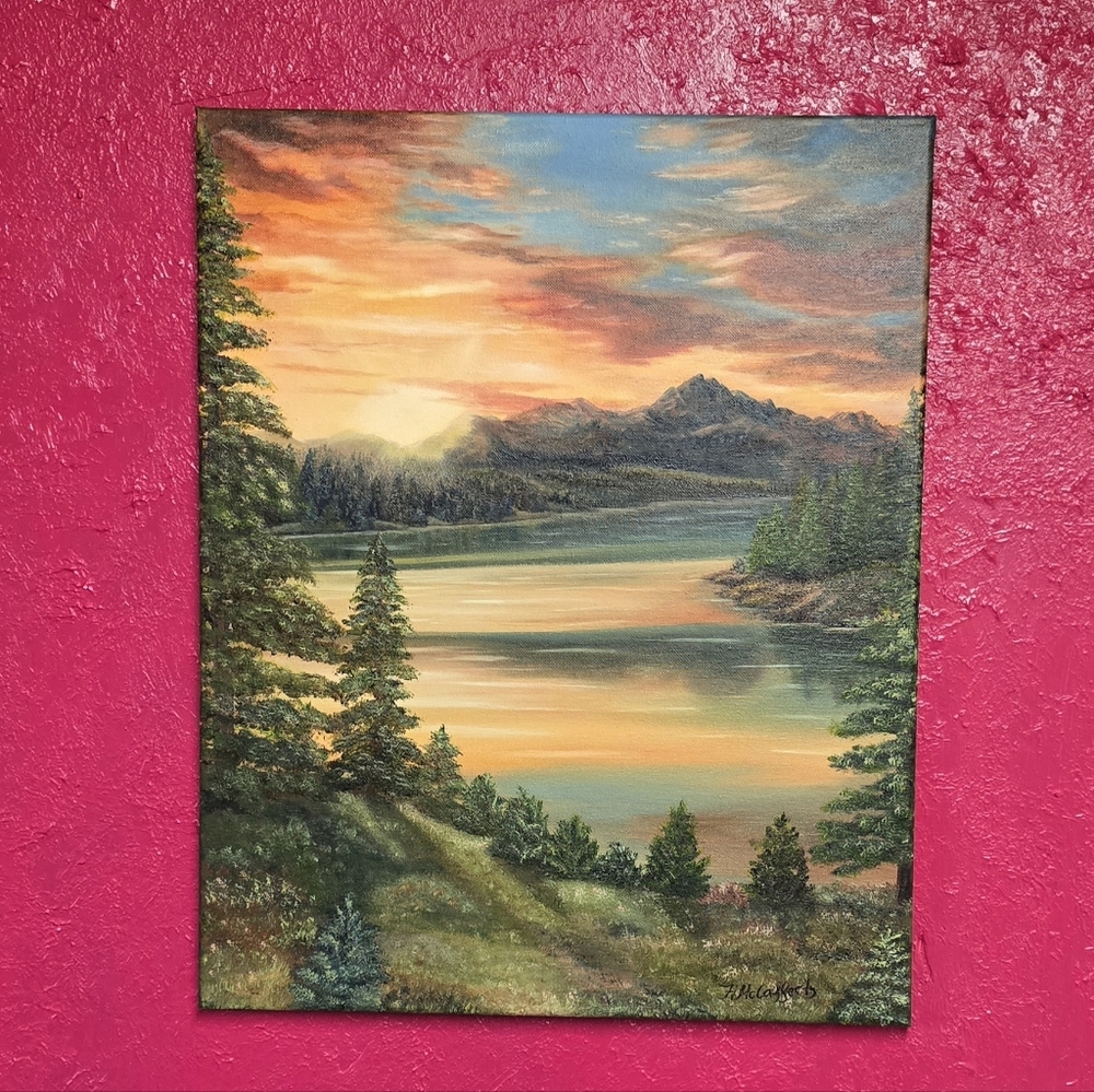 Quiet Sunset Landscape Art Original Oil Painting by Natalya McCafferty